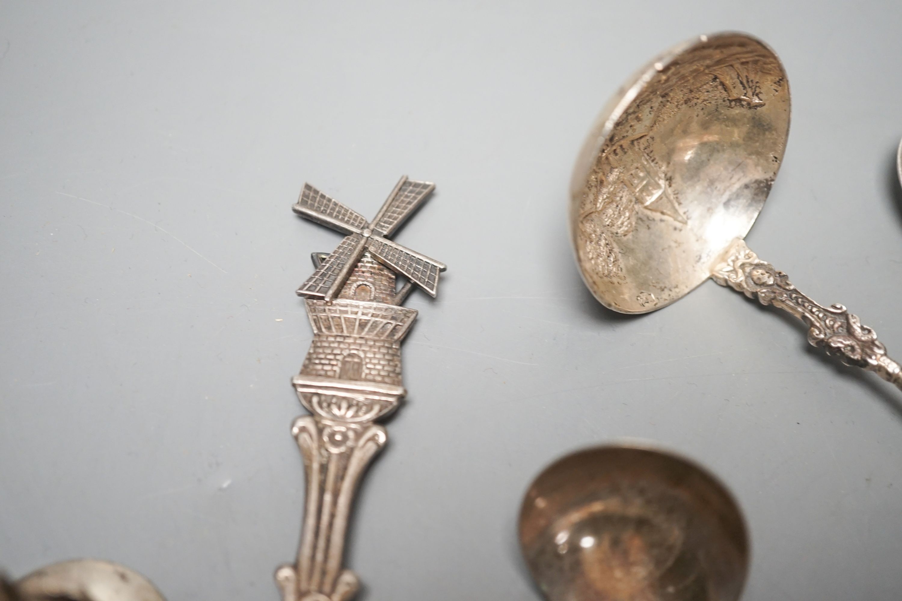 A small group of assorted mainly Dutch white metal spoons.
